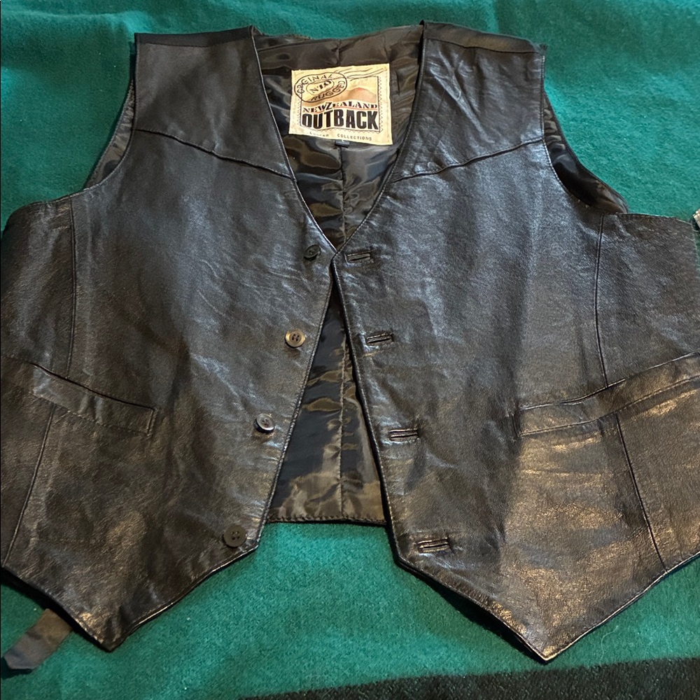 Vintage Black Leather Vest